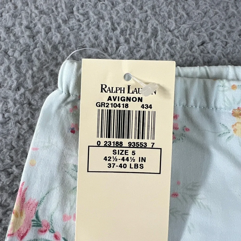 Ralph Lauren Pajama Set Girls Size 5‎ Mint Green Floral Avignon Sleeveless Pants